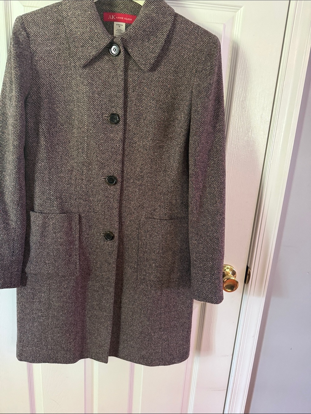 Anne Klein Gray Tweed Pea Coat
